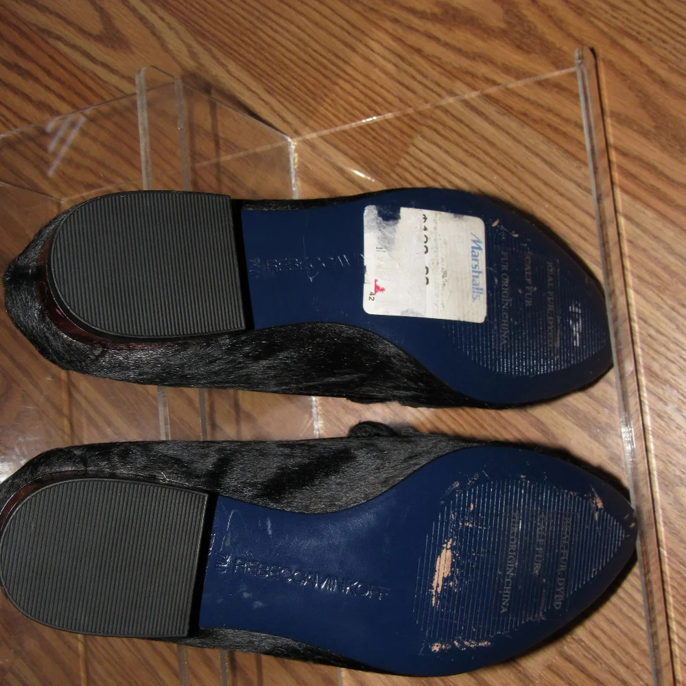 REBECCA MINKOFF Black Fur Dyed Loafers Size 7M - Picture 5 of 5